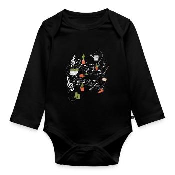 Musique Notes musicales Gardener - Body Bébé bio manches longues - noir - Devant