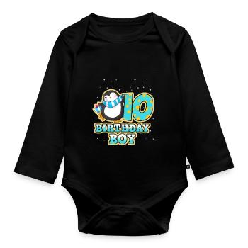 Geburtstag 10 - Baby Bio-Langarm-Body - Schwarz - Vorne