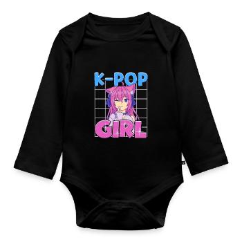 K-Pop Girl K-Drama Kpop - Body Bébé bio manches longues - noir - Devant