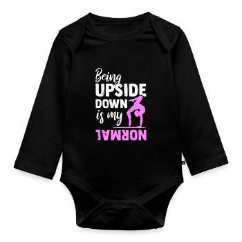 Gymnastics Gift Girl Gymnast Radschlag Reck - Organic Longsleeve Baby Bodysuit - black - Front