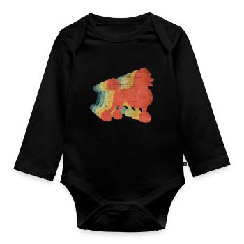 Color vintage retro caniche - Body Bébé bio manches longues - noir - Devant