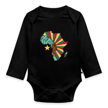 Cameroun Cameroun Drapeau Afrique Patrimoine ethnique - Body Bébé bio manches longues - noir - Devant