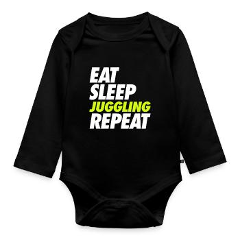 Eat Sleep Juggling Repeat - Baby Bio-Langarm-Body - Schwarz - Vorne