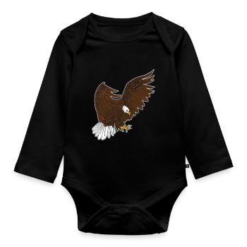 Bald Eagle - Organic Longsleeve Baby Bodysuit - black - Front