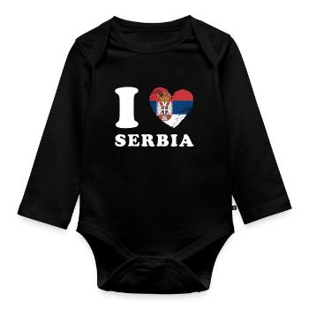 J’aime la Serbie - Body Bébé bio manches longues - noir - Devant