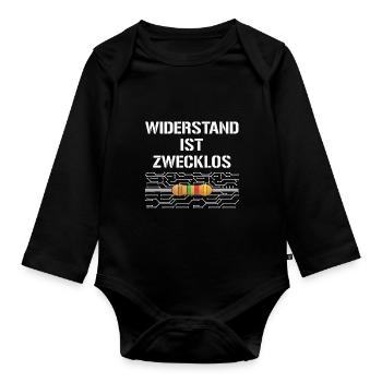 Widerstand Ist Zwecklos - Baby Bio-Langarm-Body - Schwarz - Vorne