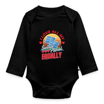 Love My Solar Panel Photovoltaik Sonne - Baby Bio-Langarm-Body - Schwarz - Vorne