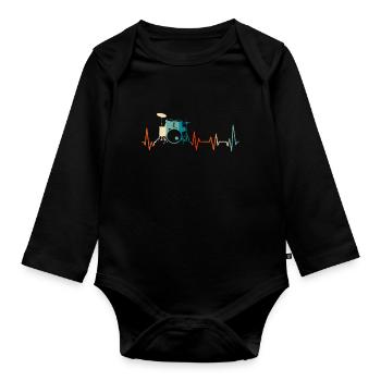 Tambours Heartbeat - Body Bébé bio manches longues - noir - Devant