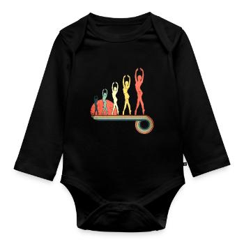 Baile niña bailando vintage puesta de sol arco - Body Bébé bio manches longues - noir - Devant