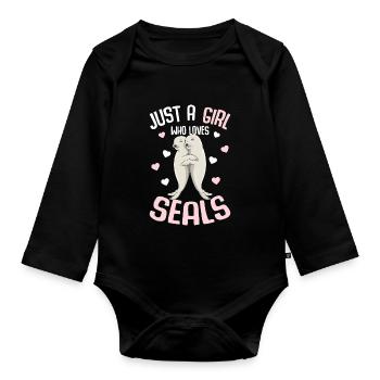 Seal Girls Kids Cadeau - Body Bébé bio manches longues - noir - Devant