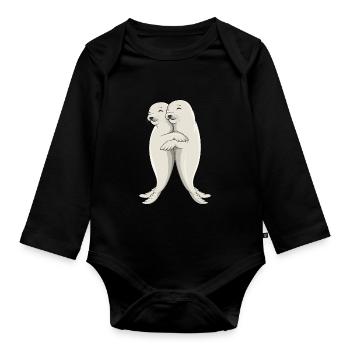 Phoque Phoque Phoque Phoque Enfants - Body Bébé bio manches longues - noir - Devant