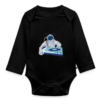 Astronaut DJ Music Design Vinyl Dj Disco - Organic Longsleeve Baby Bodysuit - black - Front