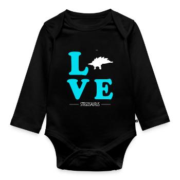 Stegosaurus - Organic Longsleeve Baby Bodysuit - black - Front