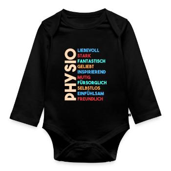 Physio Physiotherapeut - Baby Bio-Langarm-Body - Schwarz - Vorne