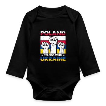 I Stand With Ukraine Poland Stands With Ukraine - Organic Longsleeve Baby Bodysuit - black - Front