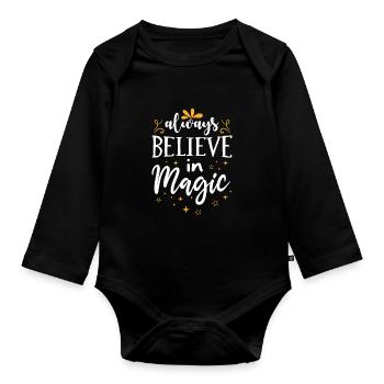 Dicton magique Croyance en la magie - Body Bébé bio manches longues - noir - Devant