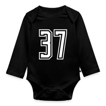 37 Numéro de numéro - Body Bébé bio manches longues - noir - Devant