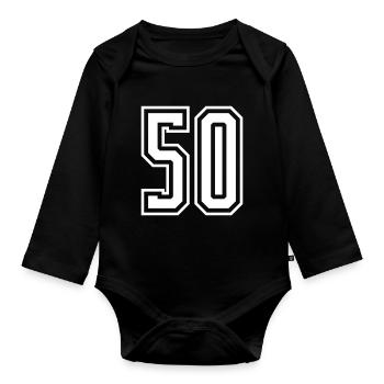 50 Number number - Organic Longsleeve Baby Bodysuit - black - Front