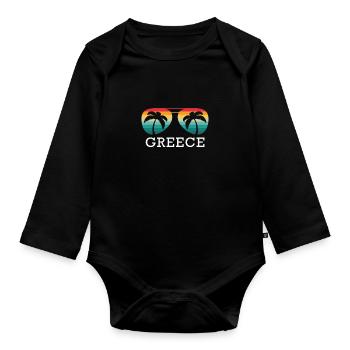 Grèce Voyage Vacances Été Soleil Souvenir - Body Bébé bio manches longues - noir - Devant