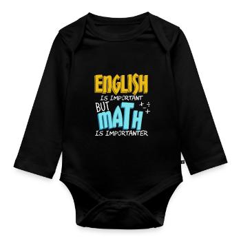 Englisch Mathe - Baby Bio-Langarm-Body - Schwarz - Vorne