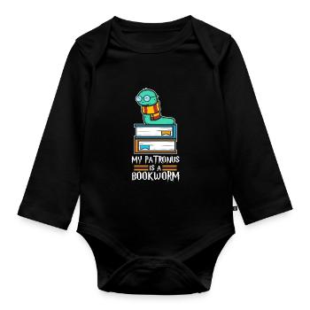 My Patronus is a Bookworm - Baby Bio-Langarm-Body - Schwarz - Vorne