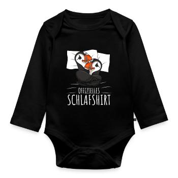 Official Sleeping Shirt Puffin Puffin Puffin - Organic Longsleeve Baby Bodysuit - black - Front