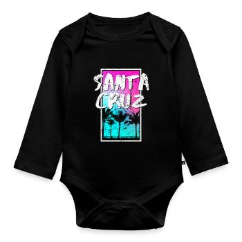 Santa Cruz California Vintage Retro Sunset - Baby Bio-Langarm-Body - Schwarz - Vorne