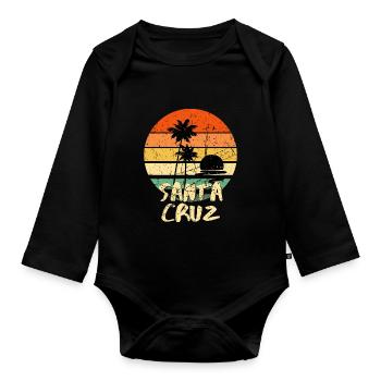 Santa Cruz California Vintage Retro Sunset - Organic Longsleeve Baby Bodysuit - black - Front