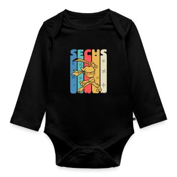 Ninja 6 Sechster Geburtstag 6 Jahre - Baby Bio-Langarm-Body - Schwarz - Vorne
