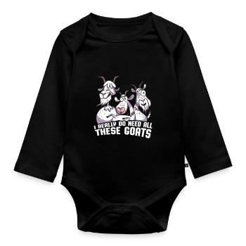 Ziege - Baby Bio-Langarm-Body - Schwarz - Vorne