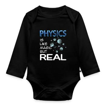 Physic is like magic but real - Organic Longsleeve Baby Bodysuit - black - Front