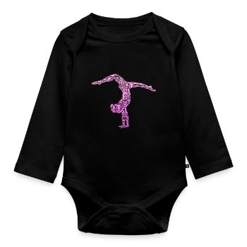 Gymnastics Gymnast Gymnastics Kids Girls Ladies - Organic Longsleeve Baby Bodysuit - black - Front