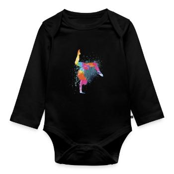 Handstand Gymnastique Gymnaste Gymnastique Cadeaux - Body Bébé bio manches longues - noir - Devant