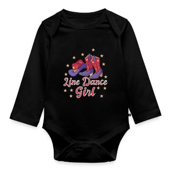 Line dance girl Line Dance Gift - Organic Longsleeve Baby Bodysuit - black - Front
