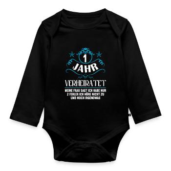 1 Jahre verheiratet nur 2 Fehler 1.Hochzeitstag - Baby Bio-Langarm-Body - Schwarz - Vorne