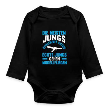 Modellfliegen Modellflieger Modellflug - Baby Bio-Langarm-Body - Schwarz - Vorne