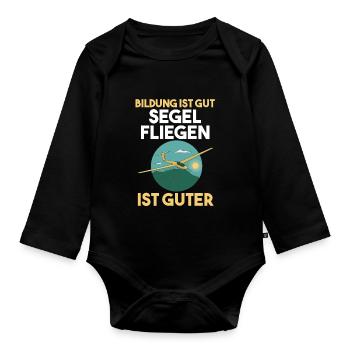 Segelfliegen Segelflieger - Baby Bio-Langarm-Body - Schwarz - Vorne
