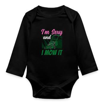 Lawn Mowing Lawn Lawn Mower Grass - Organic Longsleeve Baby Bodysuit - black - Front