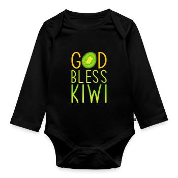 Kiwi Liebe Spruch - Baby Bio-Langarm-Body - Schwarz - Vorne
