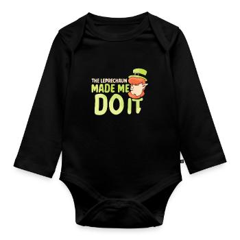 Der Leprechaun Hat Mich Dazu Gezwungen Kobold Ire - Baby Bio-Langarm-Body - Schwarz - Vorne