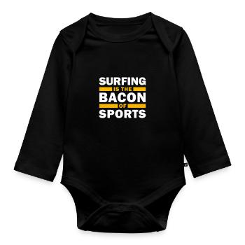 Surfing Surfing Surfing Gift - Organic Longsleeve Baby Bodysuit - black - Front
