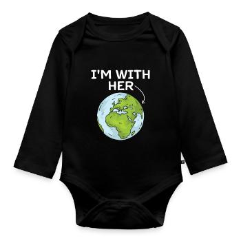 I'm With Her Earth Environment Awareness Earth Day - Body Bébé bio manches longues - noir - Devant