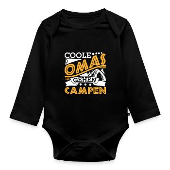 Camping Oma - Baby Bio-Langarm-Body - Schwarz - Vorne