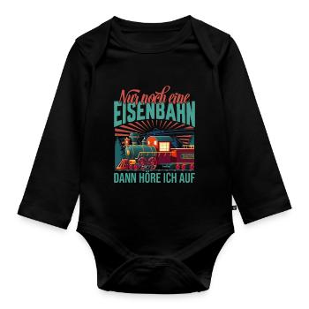 Nur noch eine Eisenbahn Dampflok Modeleisenbahn - Baby Bio-Langarm-Body - Schwarz - Vorne