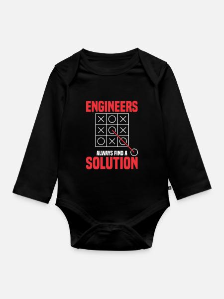 Engineers Always Find A Solution Engineering Appar - Langærmet babybody, økologisk bomuld - sort