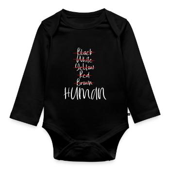 Black White Red Yellow Brown Human - Baby Bio-Langarm-Body - Schwarz - Vorne