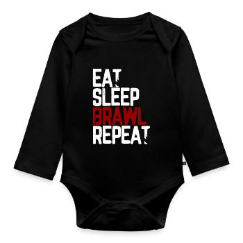Eat Sleep Brawl Repeat Gamer - Baby Bio-Langarm-Body - Schwarz - Vorne