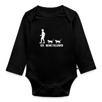 Moi et mes followers chat chatte chat chaton chats - Body Bébé bio manches longues - noir - Devant