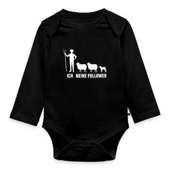 Ich und meine Follower Landwirt Schaf Schafe - Baby Bio-Langarm-Body - Schwarz - Vorne