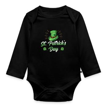 Saint-Patrick irlandais Fête de la Saint-Patrick Irlande - Body Bébé bio manches longues - noir - Devant